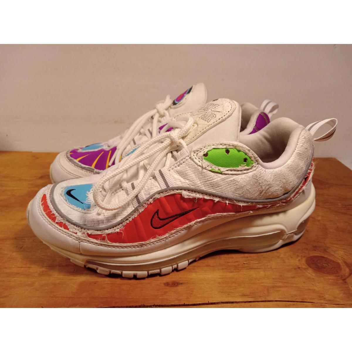 Nike Air Max 98 Cut Away Multi Red Purple Custom Women's 8.5 Cj0634-101